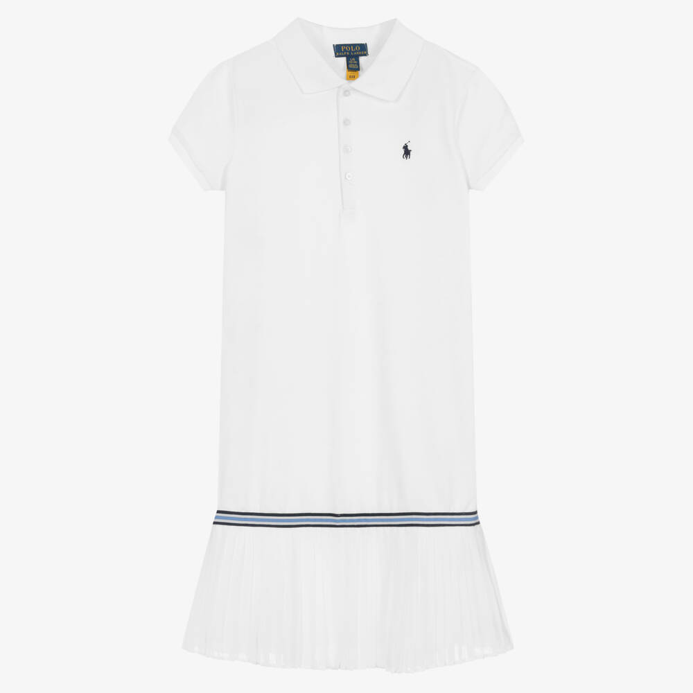 Polo Ralph Lauren - Robe polo blanche ado fille | Childrensalon