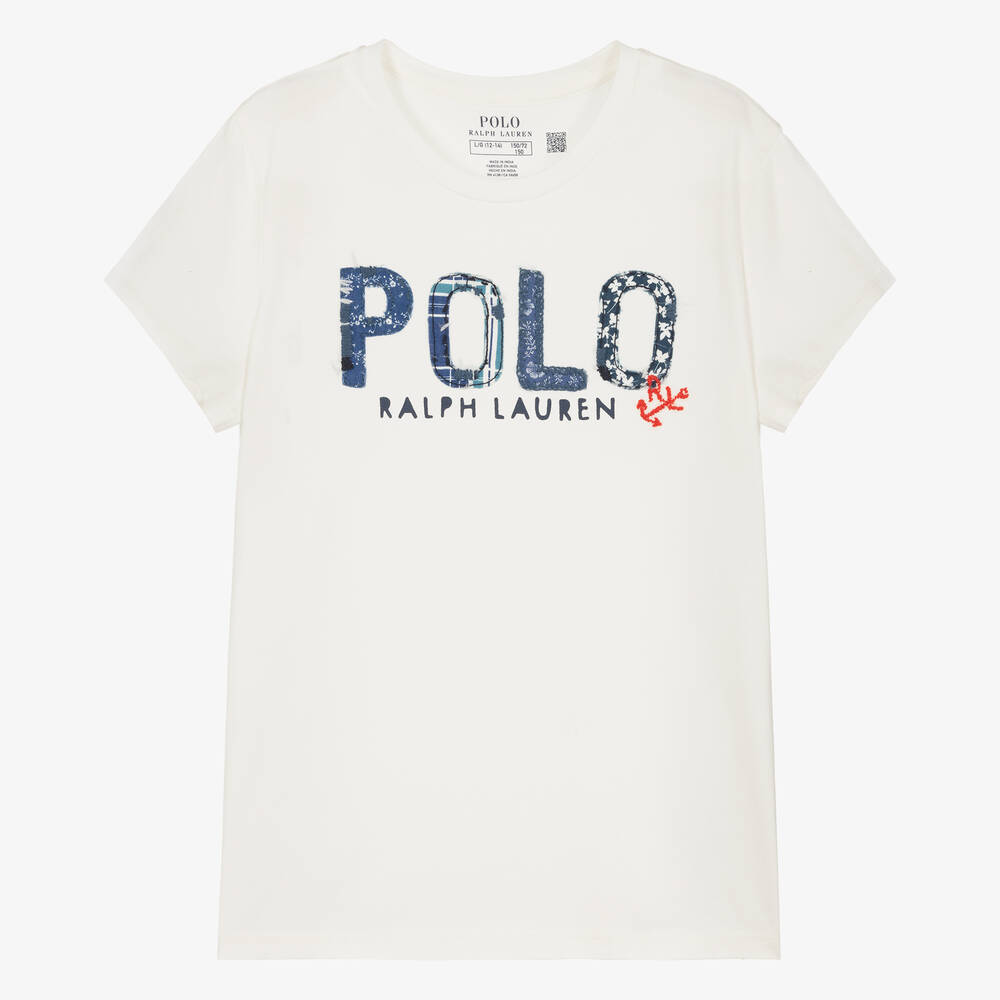 Polo Ralph Lauren - تيشيرت تينز بناتي قطن لون أبيض | Childrensalon