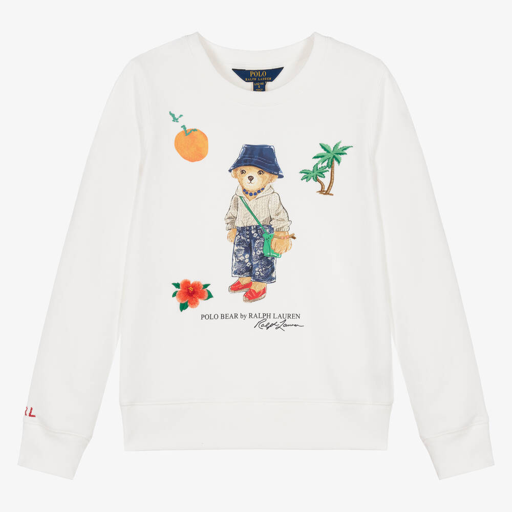 Ralph Lauren - Weißes Teen Polo Bear Sweatshirt | Childrensalon