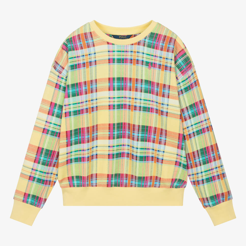 Ralph Lauren-Желтый хлопковый свитшот в клетку для подростков | Childrensalon Outlet