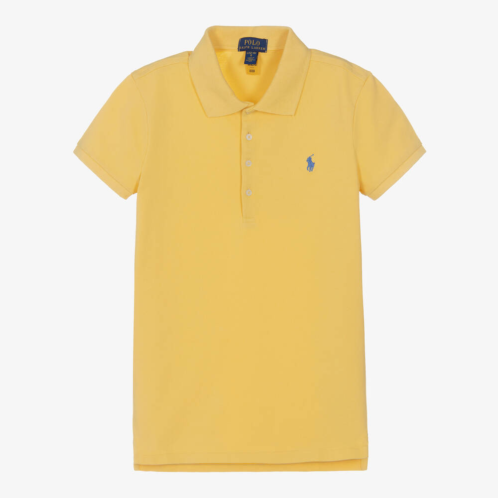 Polo Ralph Lauren - توب بولو تينز بناتي قطن بيكيه لون أصفر | Childrensalon