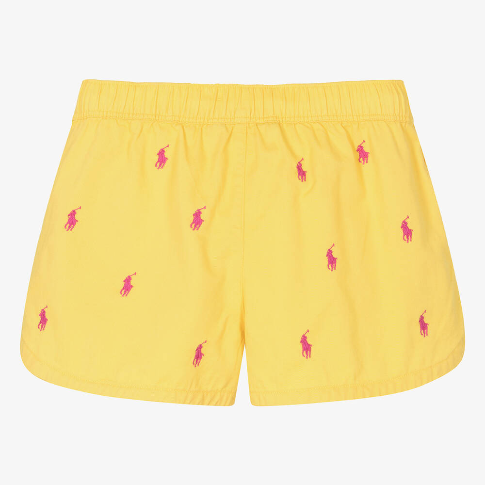 Ralph Lauren-Teen Girls Yellow Cotton Pony Shorts | Childrensalon Outlet