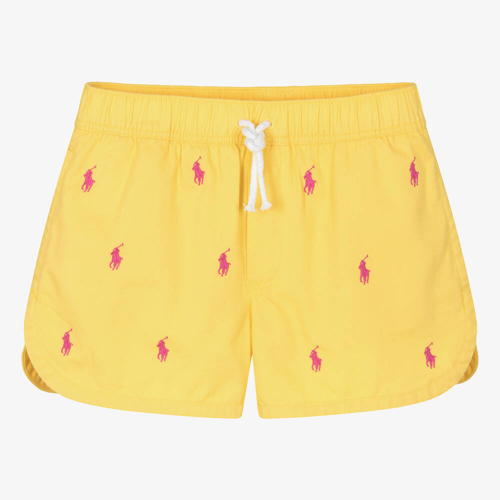 Ralph Lauren-شورت بطبعة حصان قطن لون أصفر للمراهقات | Childrensalon Outlet