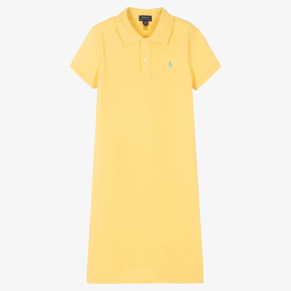 Polo Ralph Lauren - فستان بولو تينز بناتي قطن لون أصفر | Childrensalon