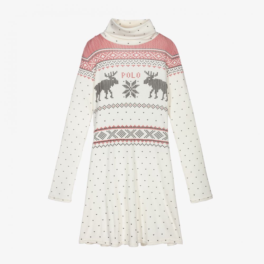 Polo Ralph Lauren - Teen Ivory Roll Neck Dress | Childrensalon