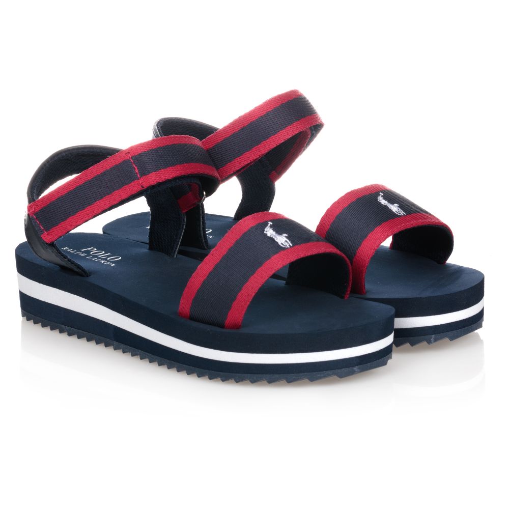 Polo Ralph Lauren - Teen Navy Blue Logo Sandals | Childrensalon