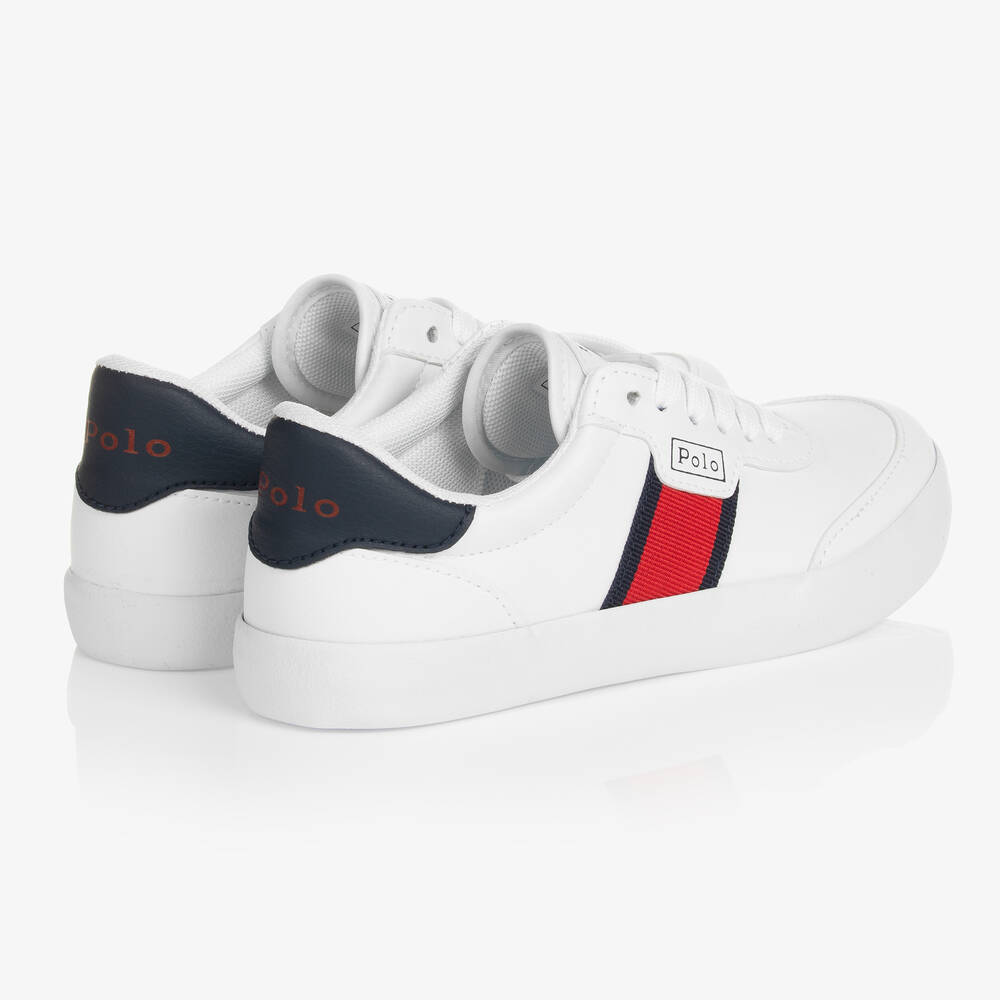 Polo Ralph Lauren-Teen White & Red Logo Stripe Trainers | Childrensalon Outlet