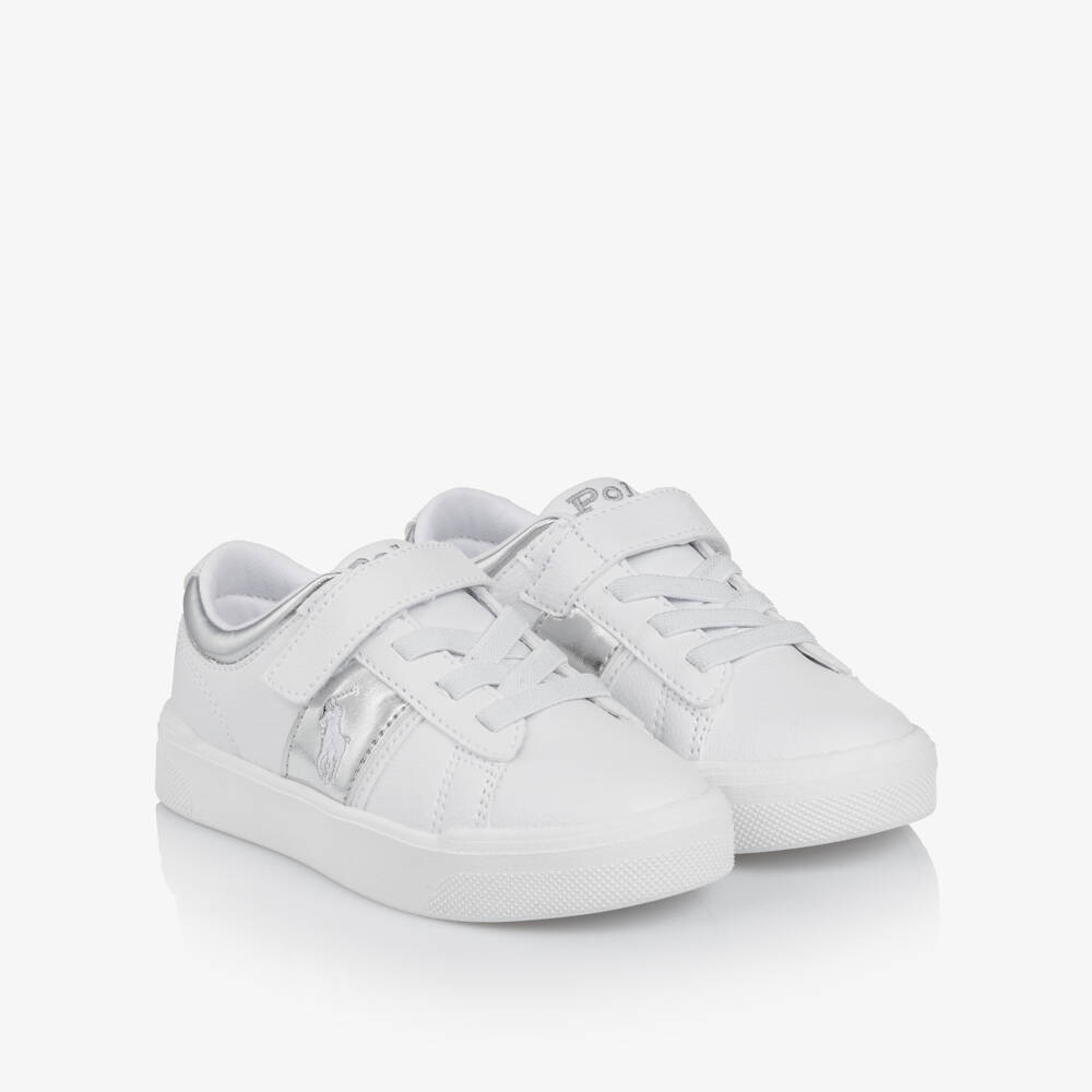 Ralph Lauren-White And Silver Trainer | Childrensalon Outlet