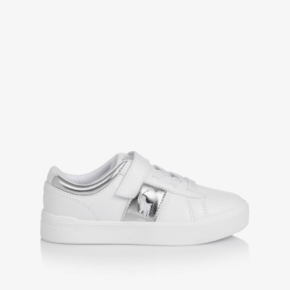 Ralph Lauren-White And Silver Trainer | Childrensalon Outlet