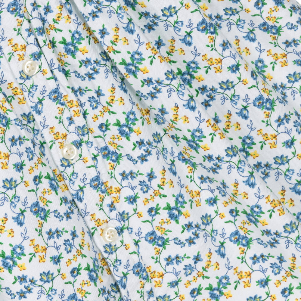 RALPH LAUREN 七分袖ワンピース WHITE & BLUE FLORAL LAUREN RALPH LAUREN Womens White Blue Floral Dress Stretch