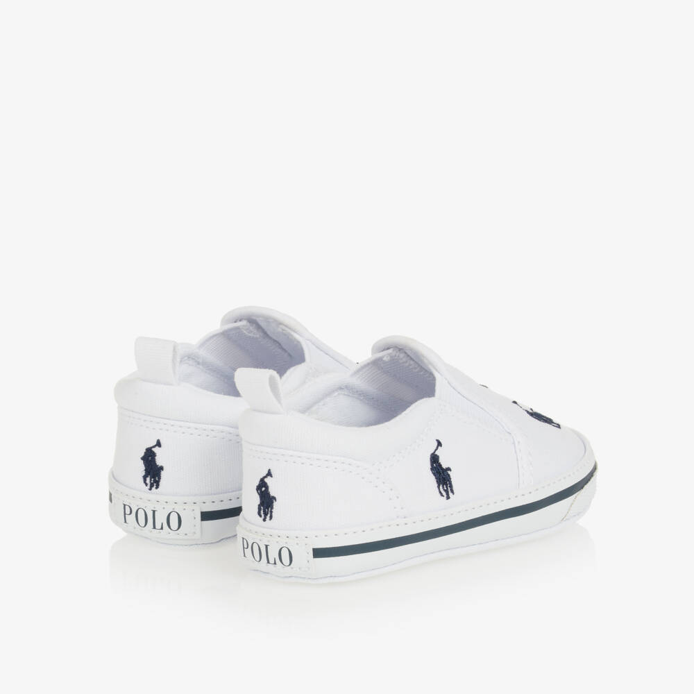 Ralph Lauren-White Canvas Baby Pre-Walker Trainers | Childrensalon Outlet