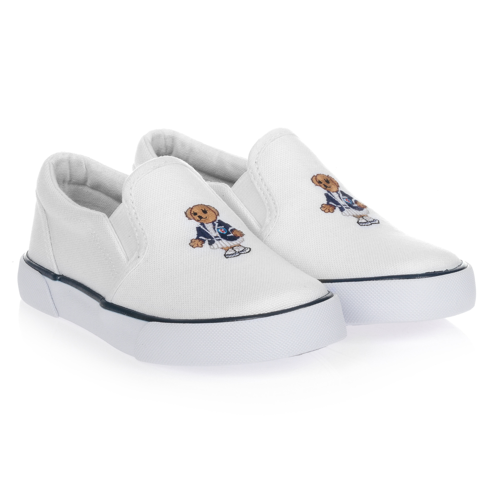 Polo Ralph Lauren - Weiße Slipper-Sneaker aus Canvas | Childrensalon