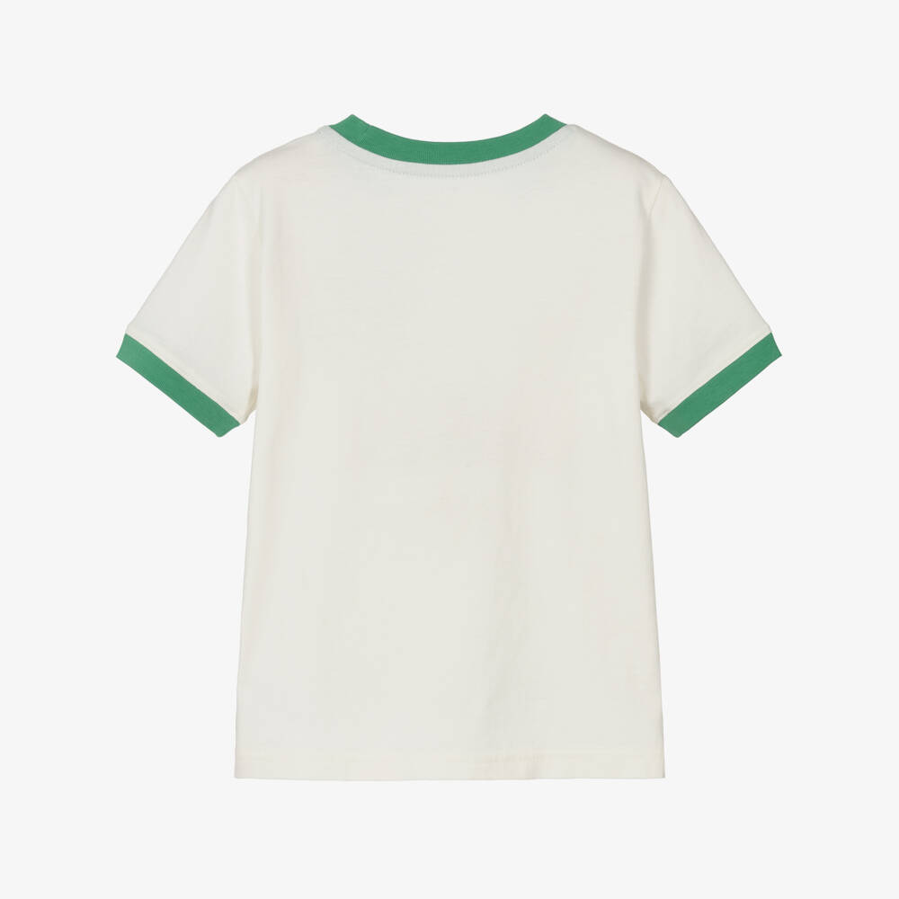 Ralph Lauren-White Cotton Ringer T-Shirt | Childrensalon Outlet