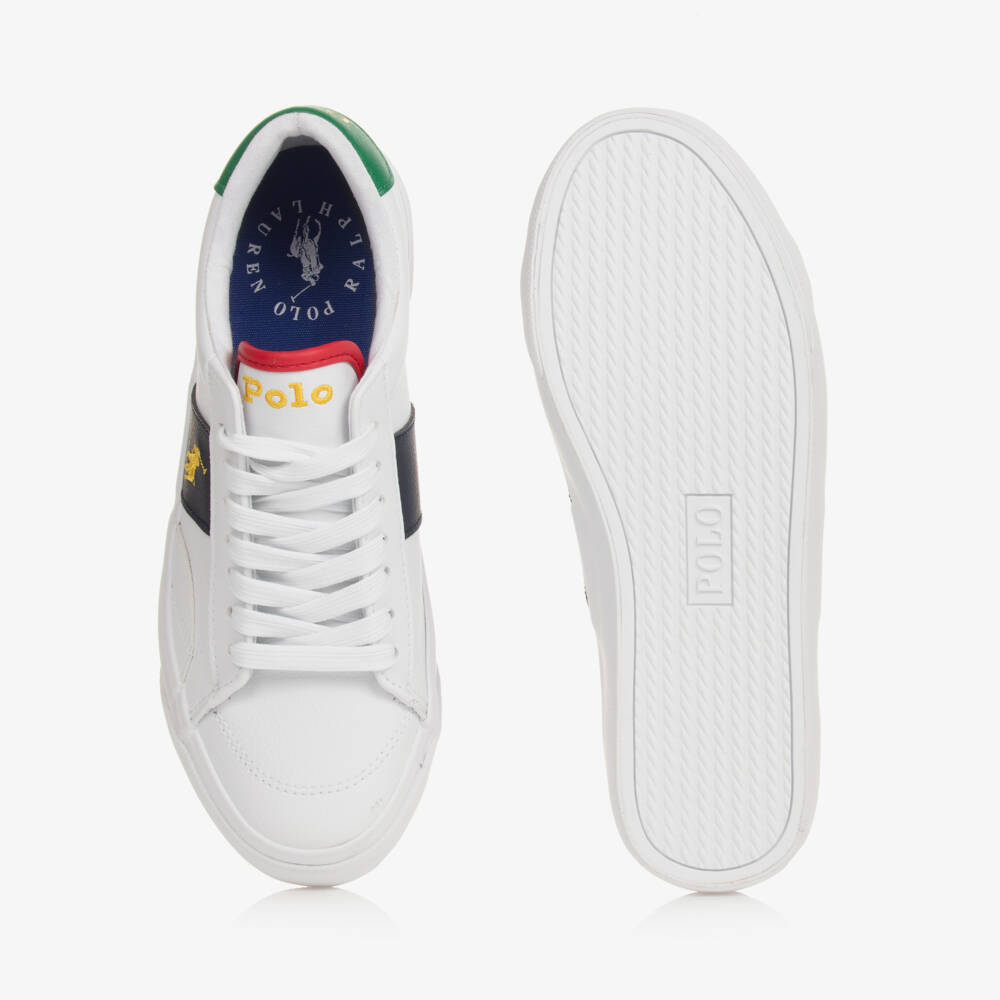 Ralph Lauren-White Faux Leather Trainers | Childrensalon Outlet