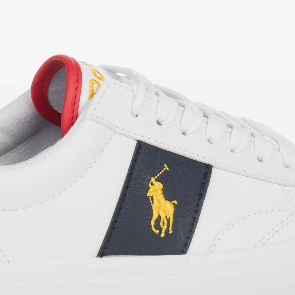 Ralph Lauren-White Faux Leather Trainers | Childrensalon Outlet
