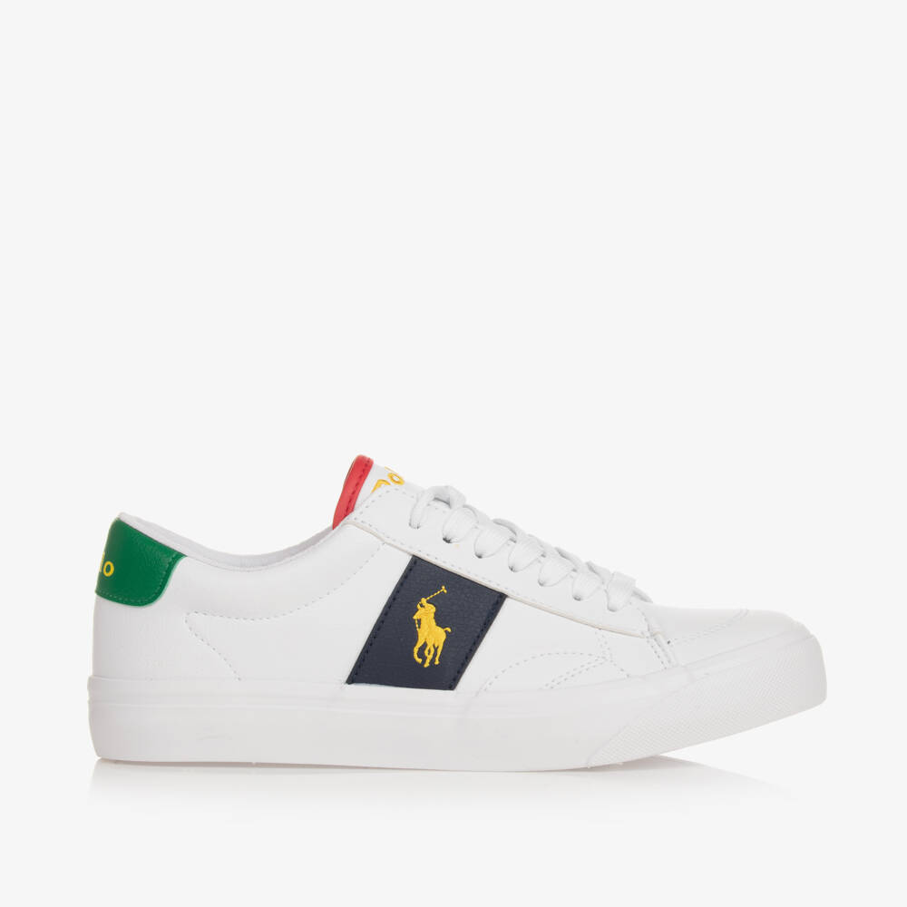 Ralph Lauren-White Faux Leather Trainers | Childrensalon Outlet
