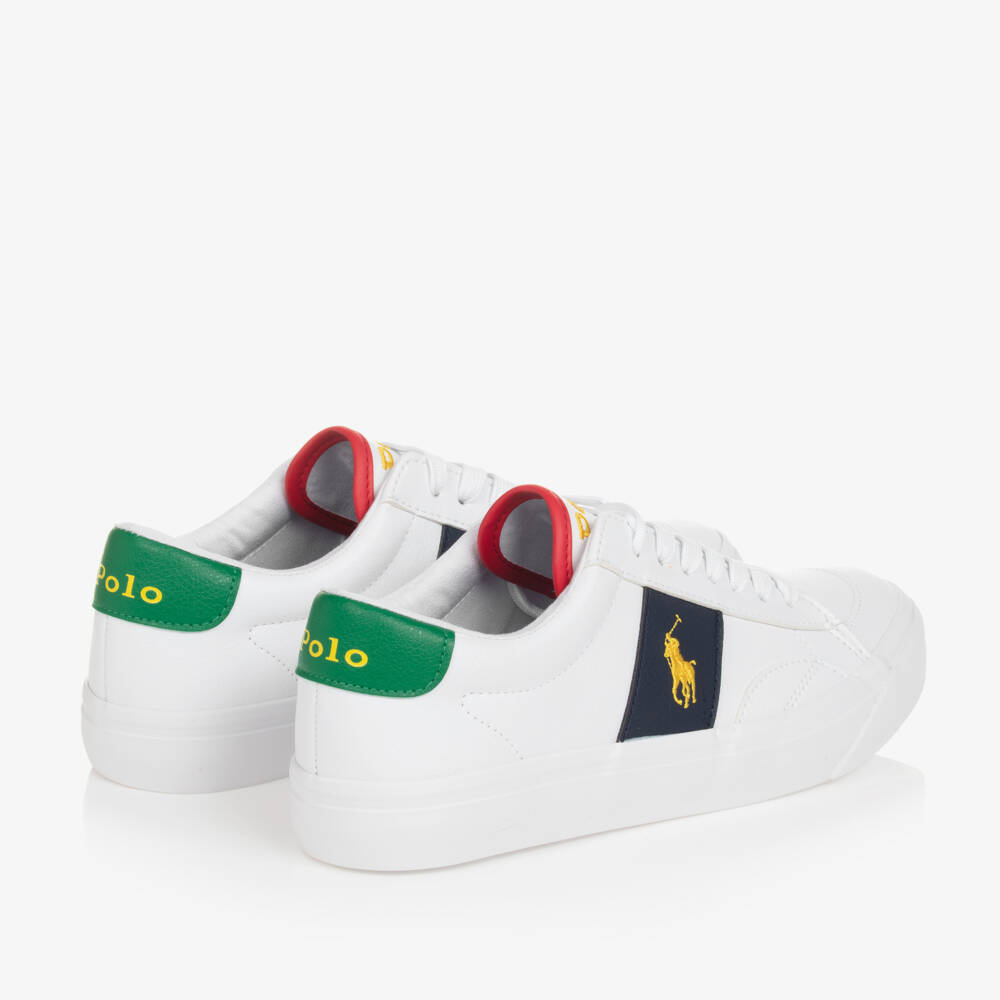 Ralph Lauren-White Faux Leather Trainers | Childrensalon Outlet