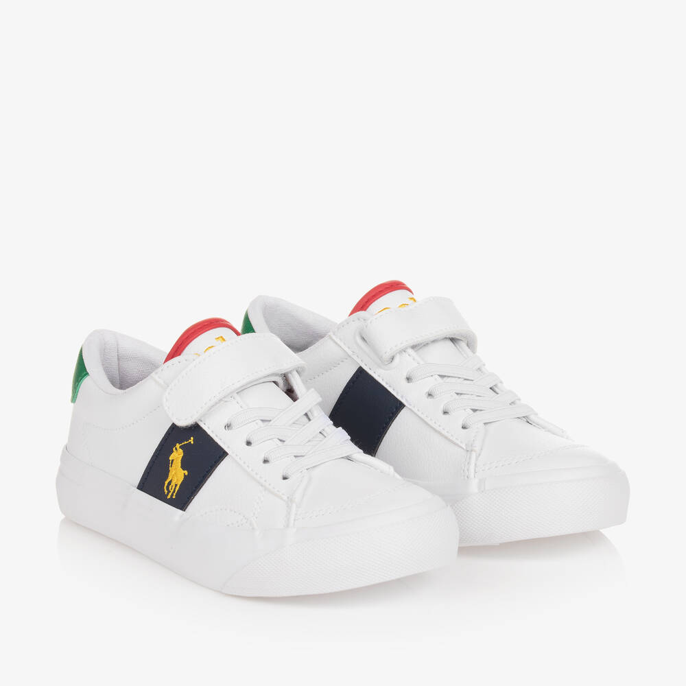 Ralph Lauren White Faux Leather Velcro Trainers Childrensalon Outlet