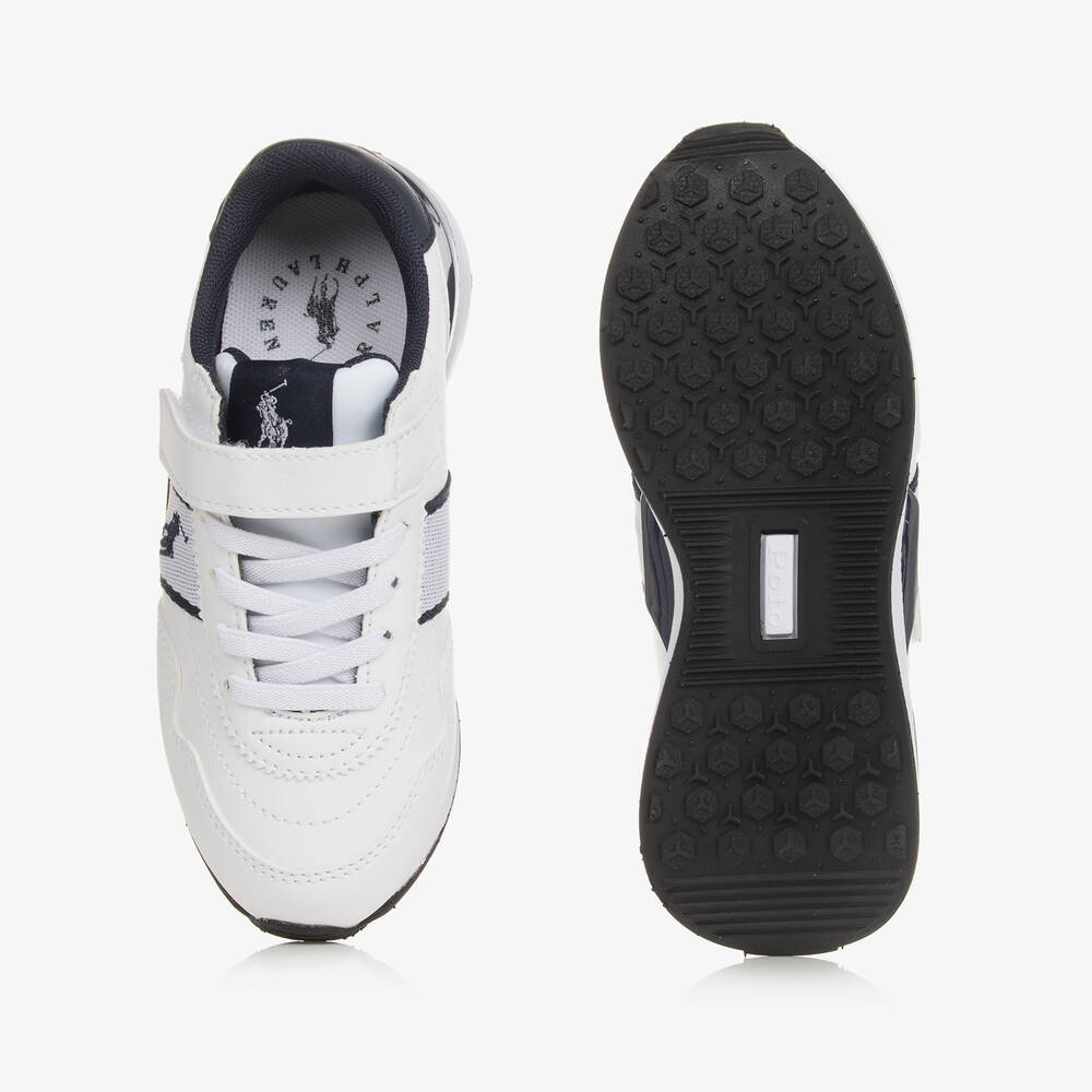 Ralph Lauren-White Faux Leather Velcro Trainers | Childrensalon Outlet