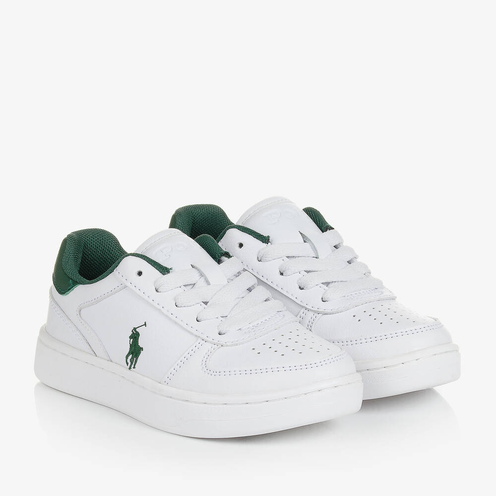 Polo Ralph Lauren - Baskets à lacets blanches et vertes | Childrensalon