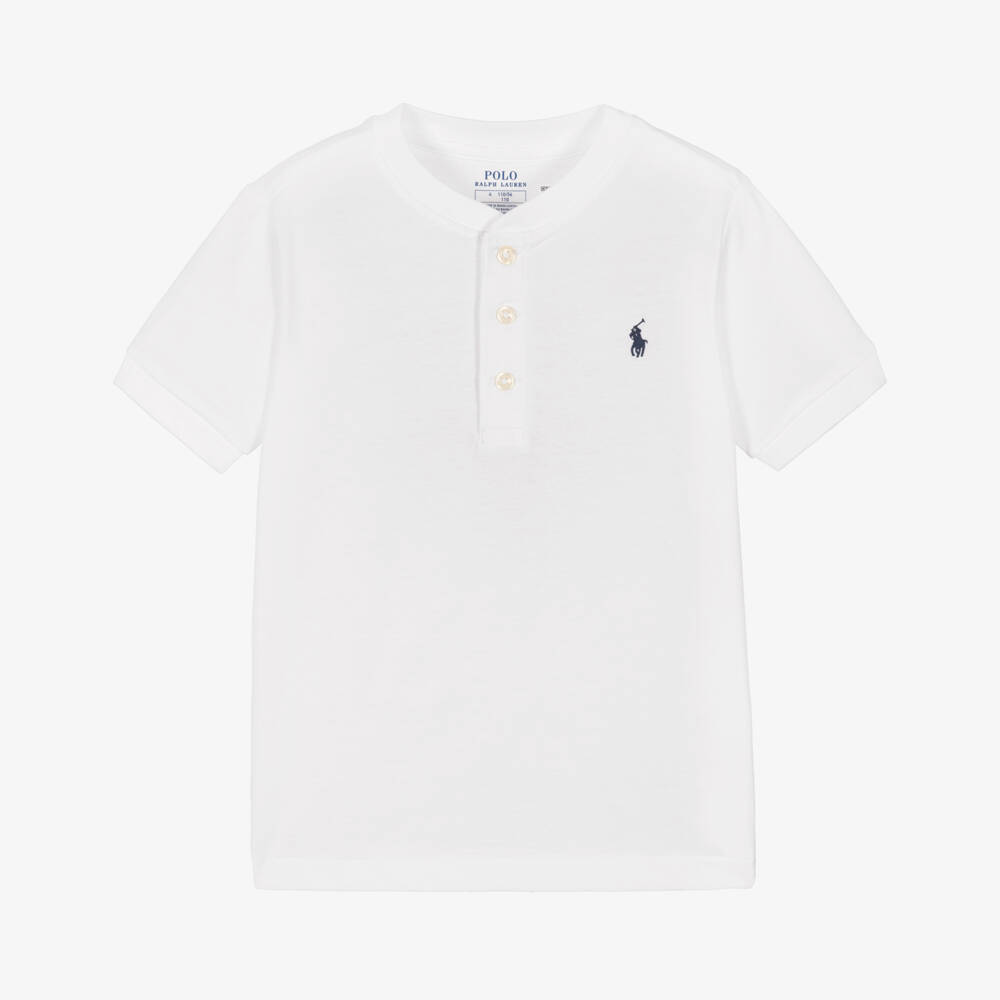 Ralph Lauren-White Henley Tshirt | Childrensalon Outlet