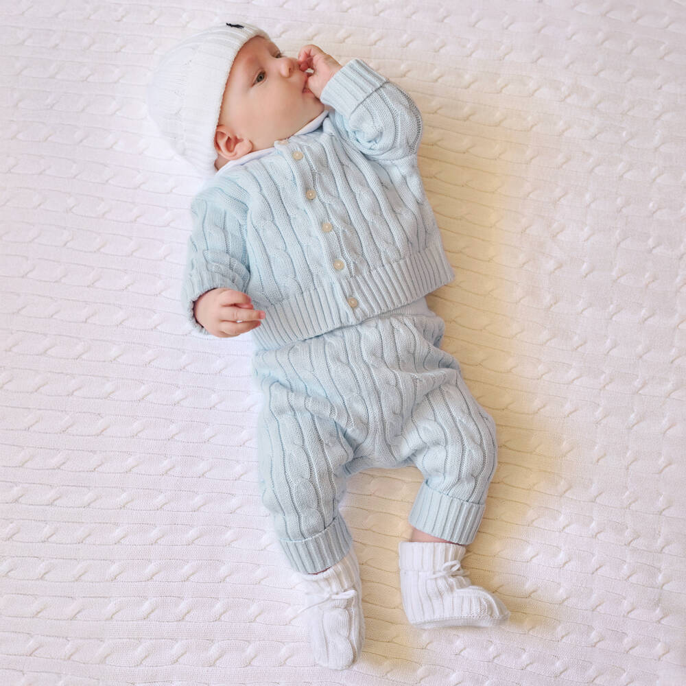 Ralph Lauren-Комплект кремовая вязаная шапочка и пинетки | Childrensalon Outlet