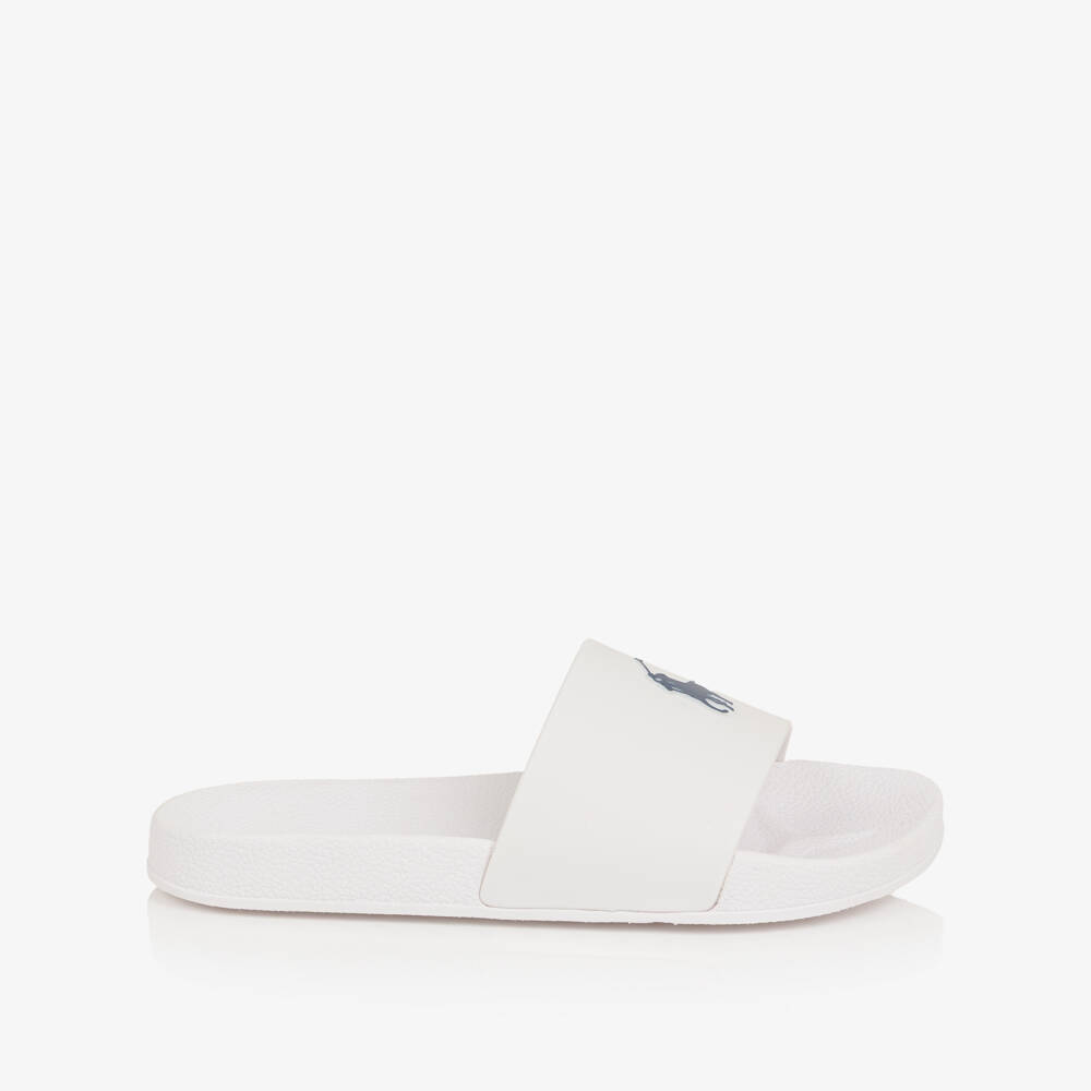 Ralph Lauren-White Pony Logo Sliders | Childrensalon Outlet