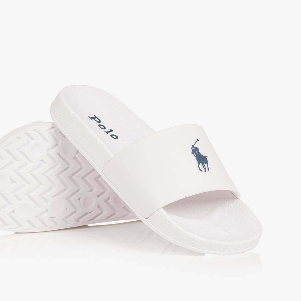 Ralph Lauren-White Pony Logo Sliders | Childrensalon Outlet