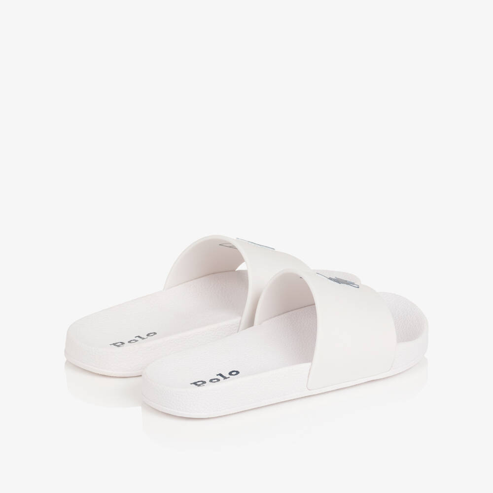 Ralph Lauren-White Pony Logo Sliders | Childrensalon Outlet