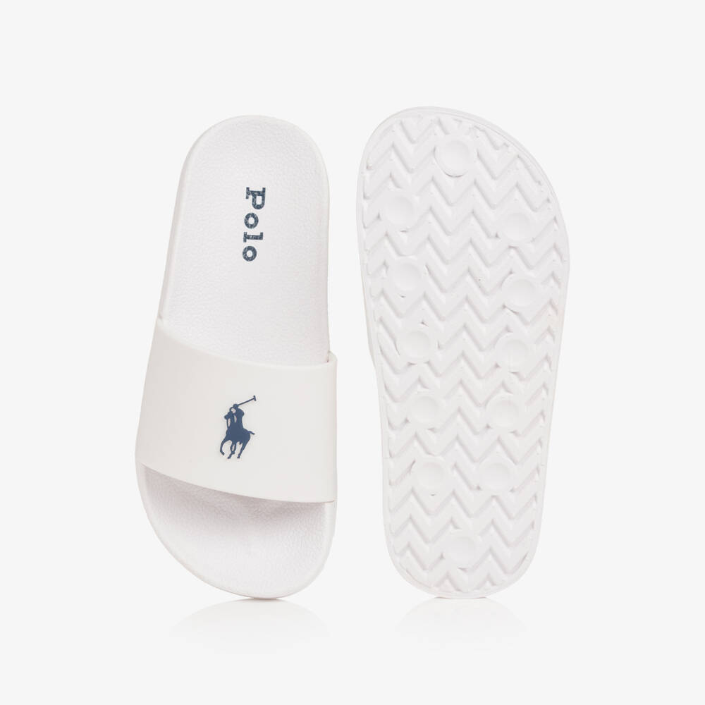 Ralph Lauren-White Pony Logo Sliders | Childrensalon Outlet