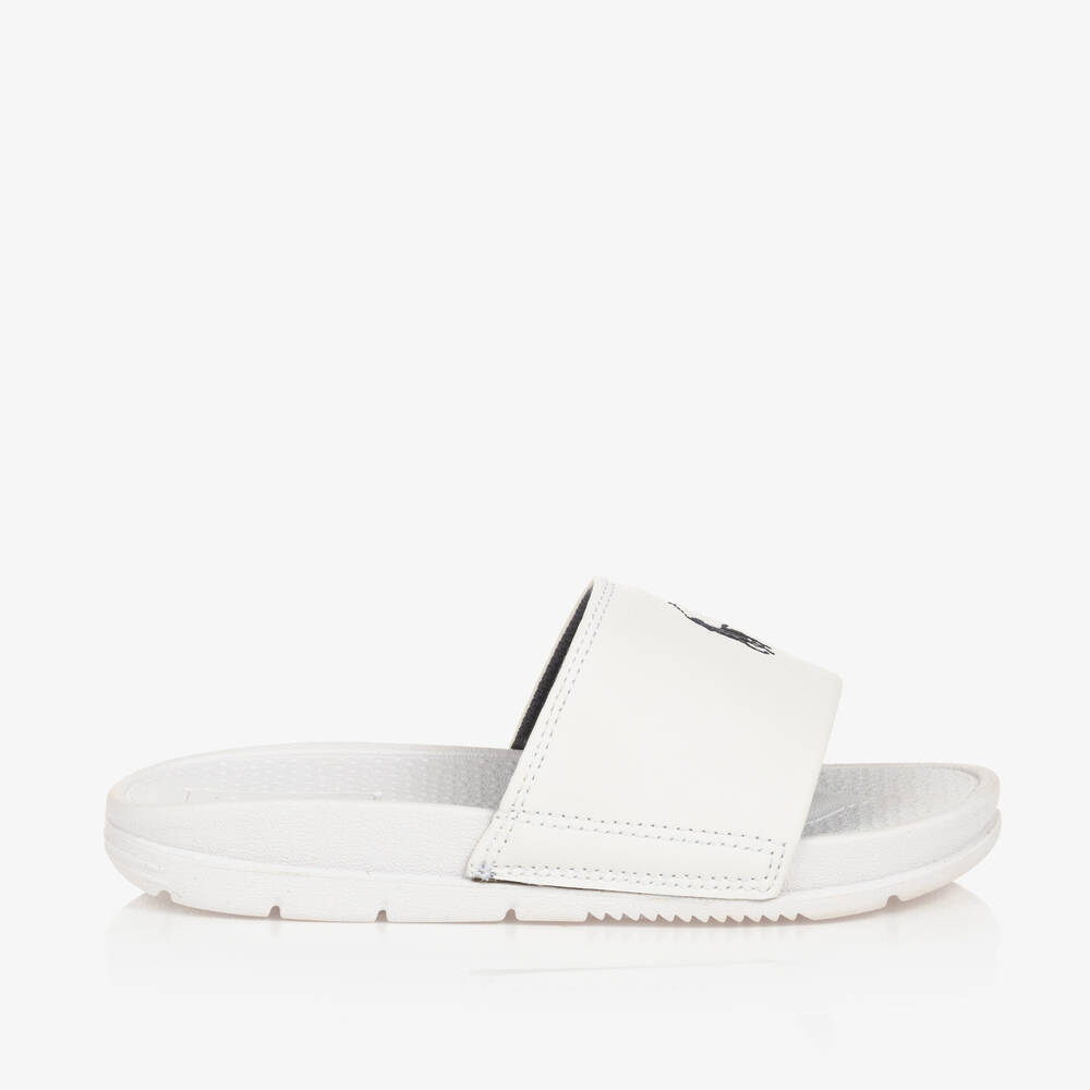 Ralph Lauren-White Pony Sliders | Childrensalon Outlet