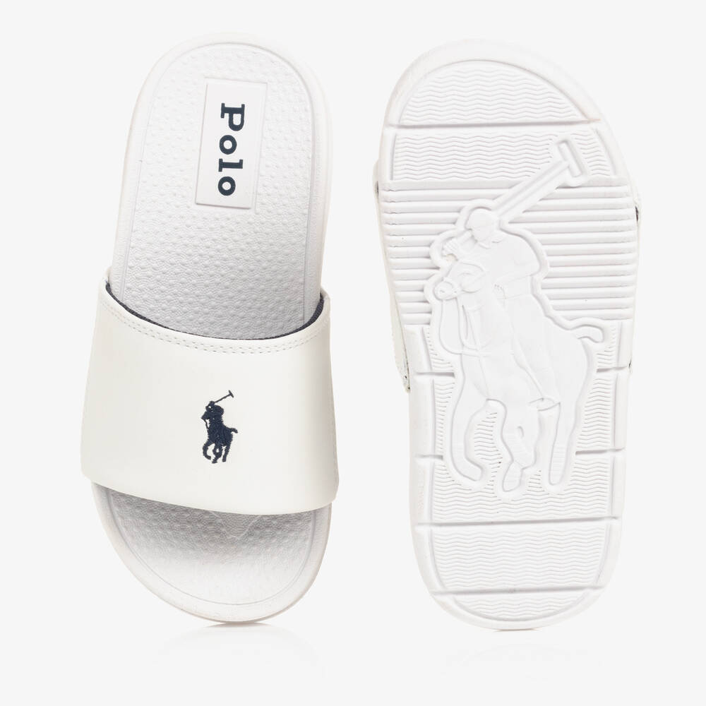 Ralph Lauren-White Pony Sliders | Childrensalon Outlet
