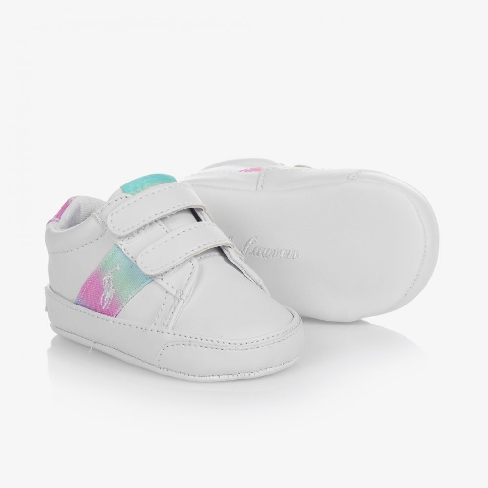 Ralph Lauren - حذاء قطن لون أبيض لمرحلة قبل المشي للمولودات | Childrensalon