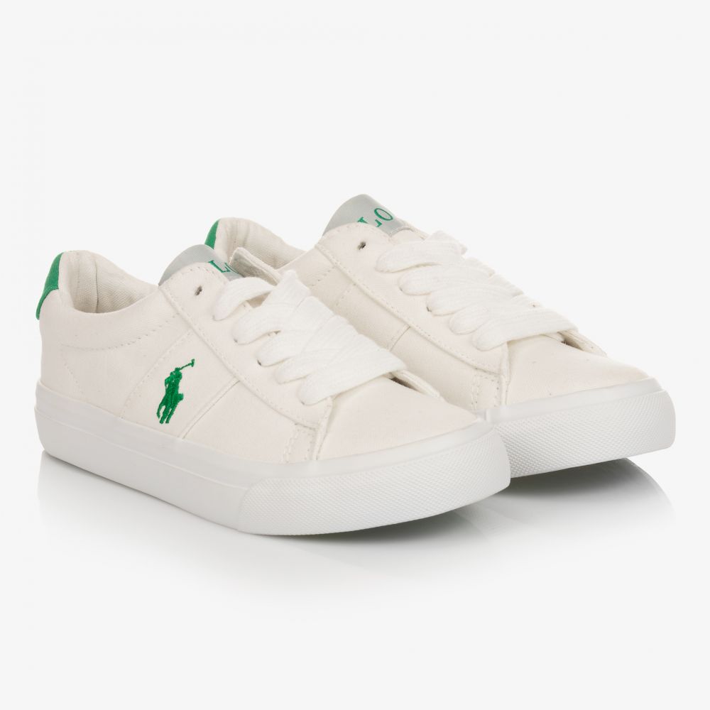 Polo Ralph Lauren - White Recycled Canvas Trainers | Childrensalon