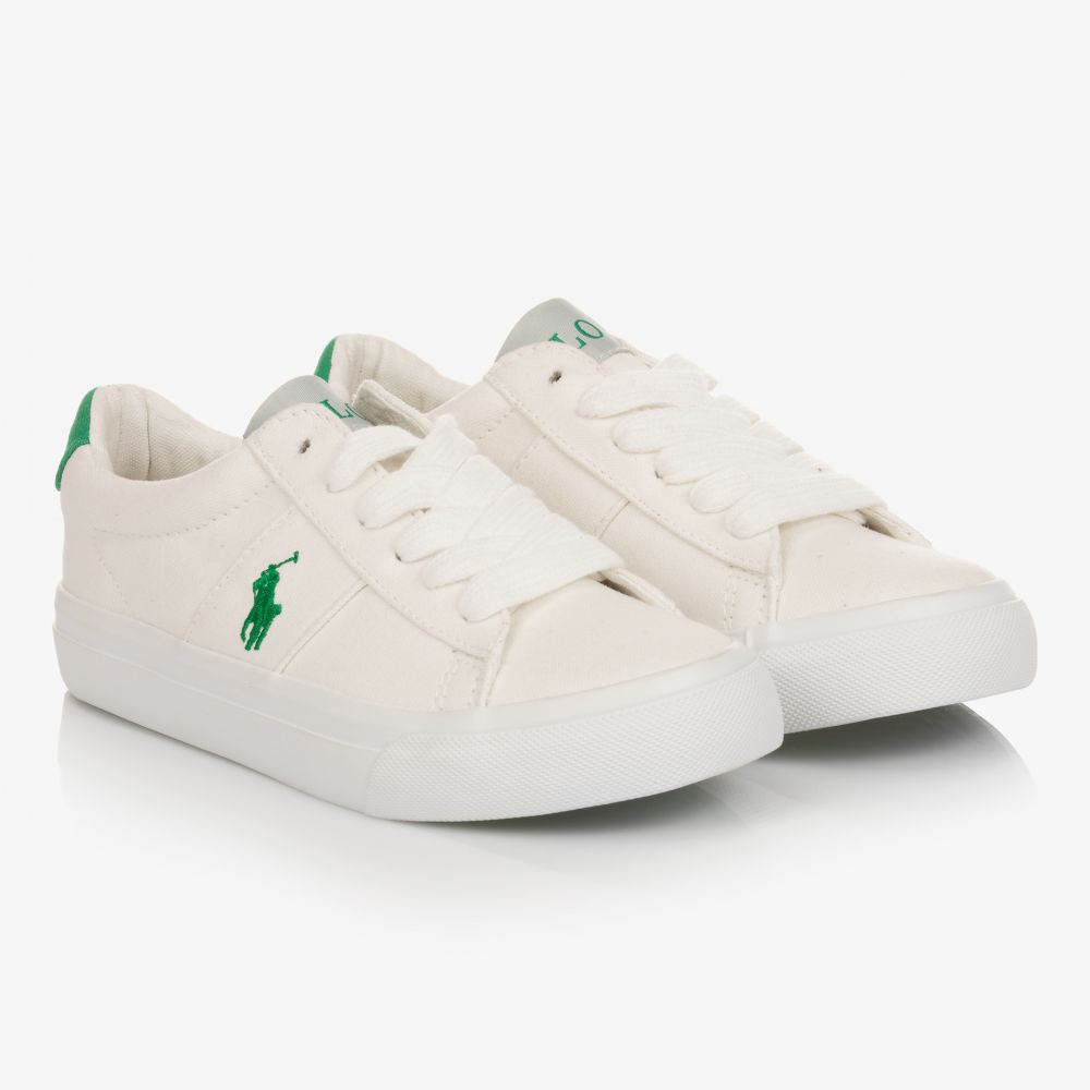 Polo Ralph Lauren - Baskets blanches en toile recyclée | Childrensalon