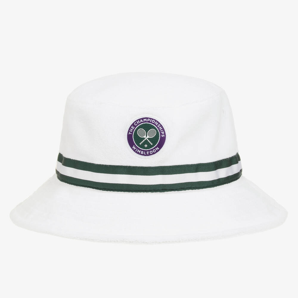 Ralph Lauren-قبعة شمس ويمبلدون قطن تيري لون أبيض | Childrensalon Outlet
