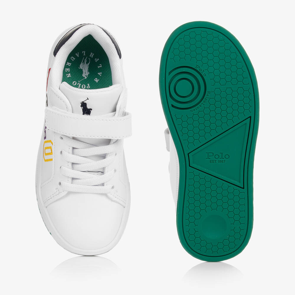 Polo Ralph Lauren White Velcro Logo Trainers Childrensalon Outlet