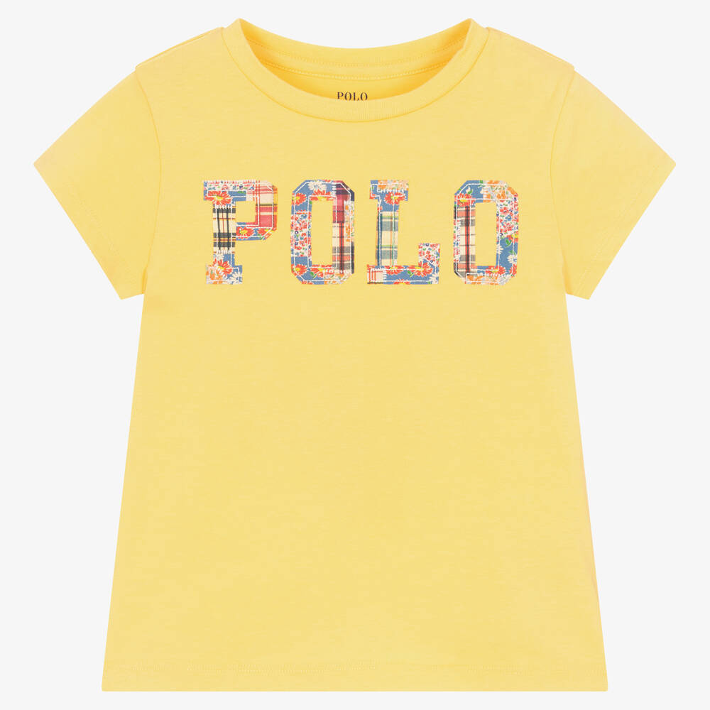 Ralph Lauren - Yellow Cotton Patchwork Logo T-Shirt | Childrensalon
