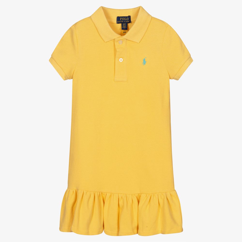 Polo Ralph Lauren - Желтое платье поло из хлопкового пике | Childrensalon