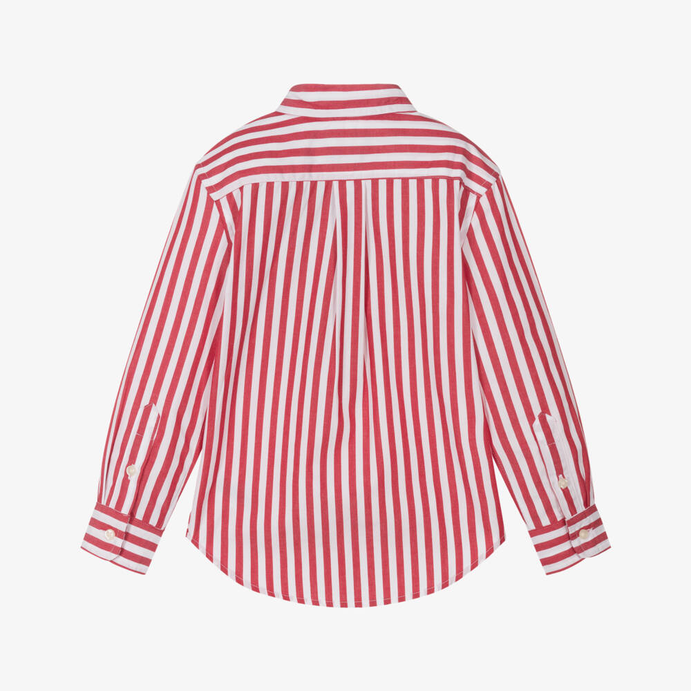 Ralph Lauren-Young Gentlemen's Vibrant Crimson Striped Shirt | Childrensalon Outlet