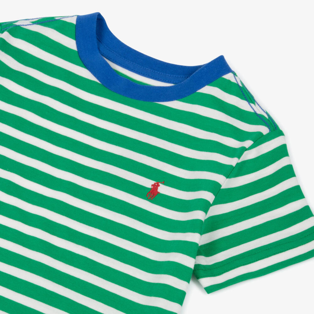 Ralph Lauren-Youthful Green Striped Cotton Tee | Childrensalon Outlet