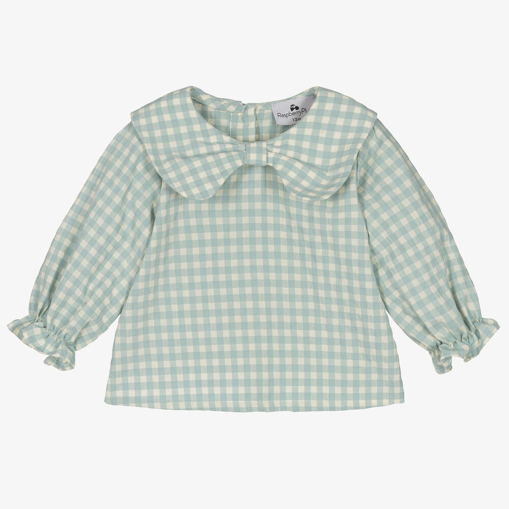 RaspberryPlum-Baby Girls Blue & Ivory Gingham Blouse | Childrensalon Outlet