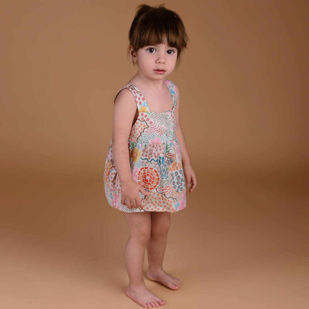 RaspberryPlum-Разноцветное льняное платье с принтом | Childrensalon Outlet