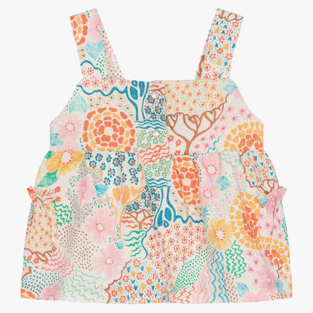 RaspberryPlum - Baby Girls Colourful Print Linen Dress | Childrensalon