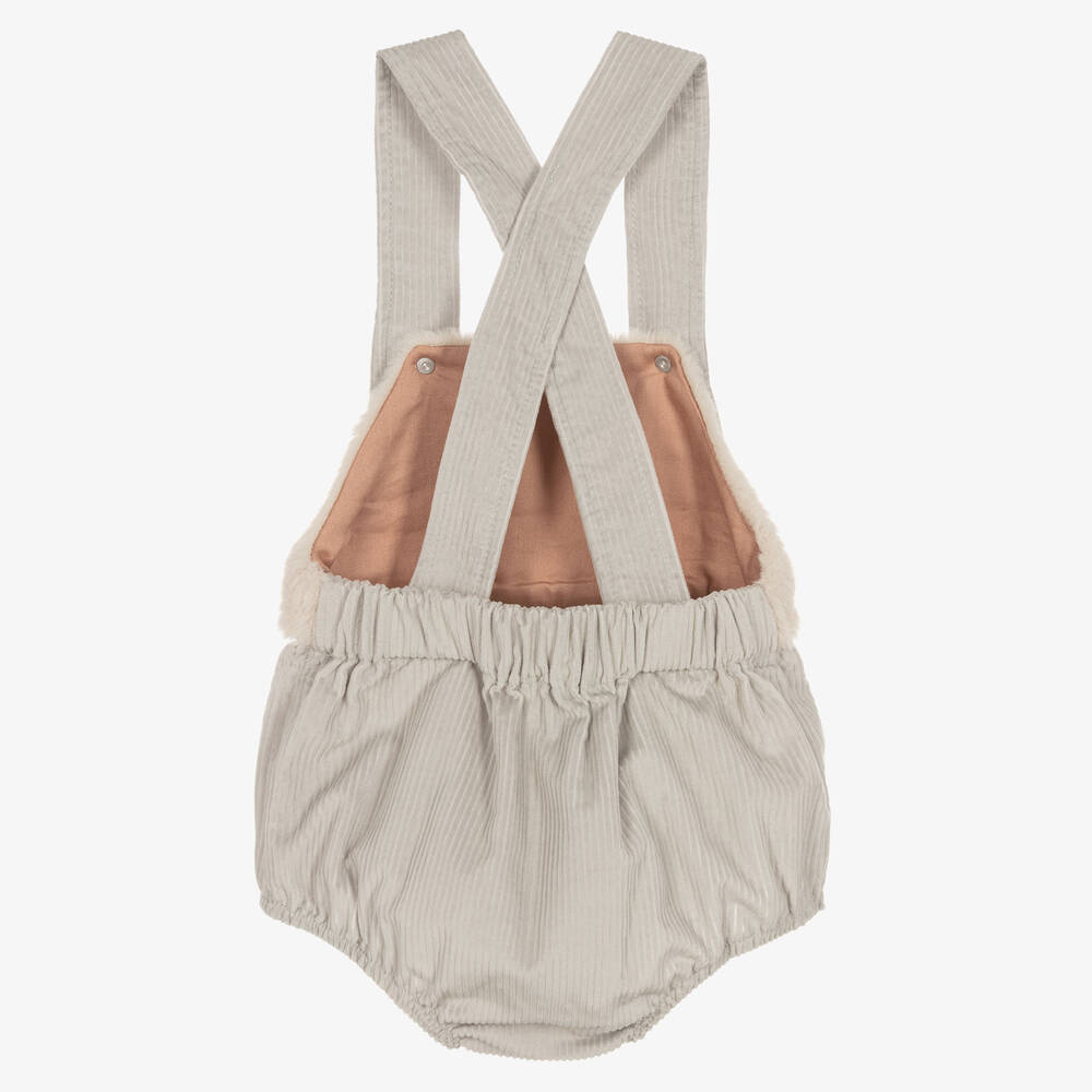 RaspberryPlum-Baby Girls Grey Cotton Dungaree Shortie | Childrensalon Outlet