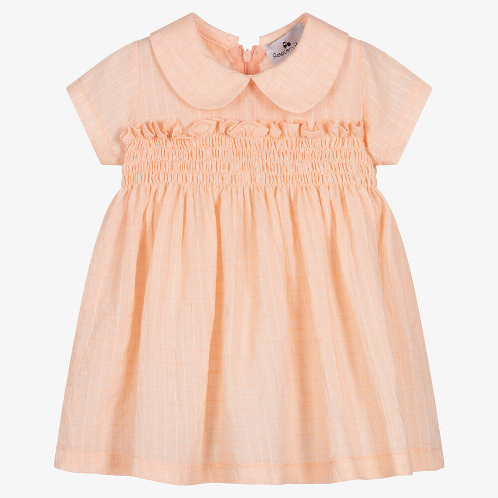 RaspberryPlum - Baby Girls Pastel Orange Cotton Dress | Childrensalon