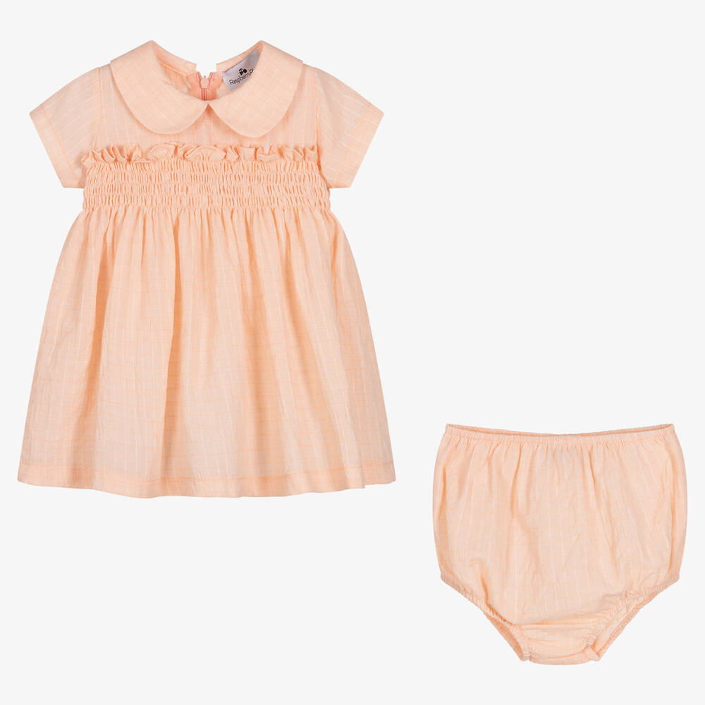RaspberryPlum-Baby Girls Pastel Orange Cotton Dress | Childrensalon Outlet