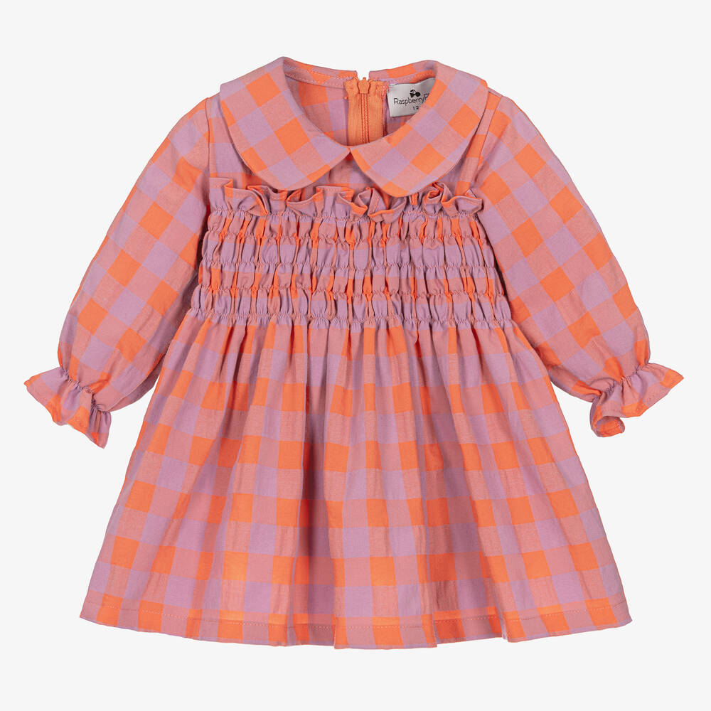 RaspberryPlum - فستان مزيج قطن لون برتقالي وبنفسجي للمولودات | Childrensalon