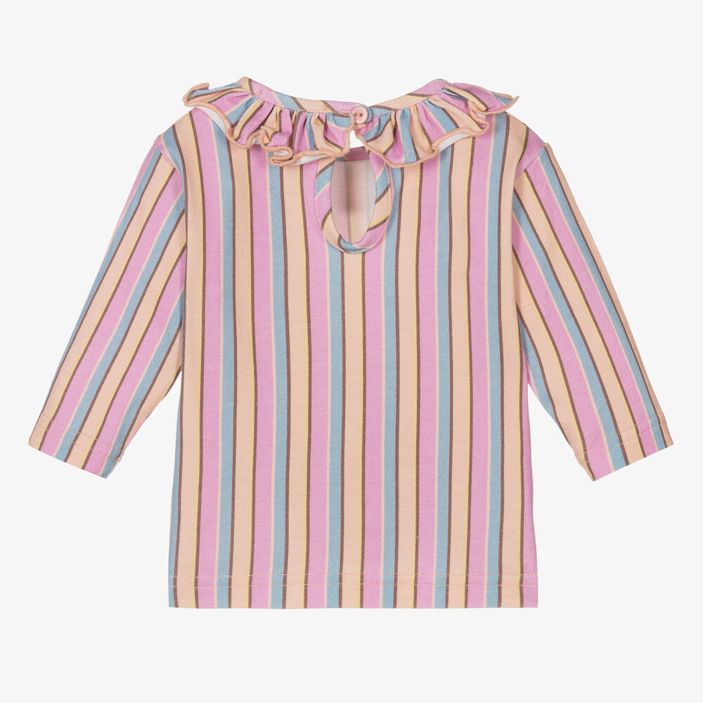 RaspberryPlum-Baby Girls Purple Cotton Striped Top | Childrensalon Outlet