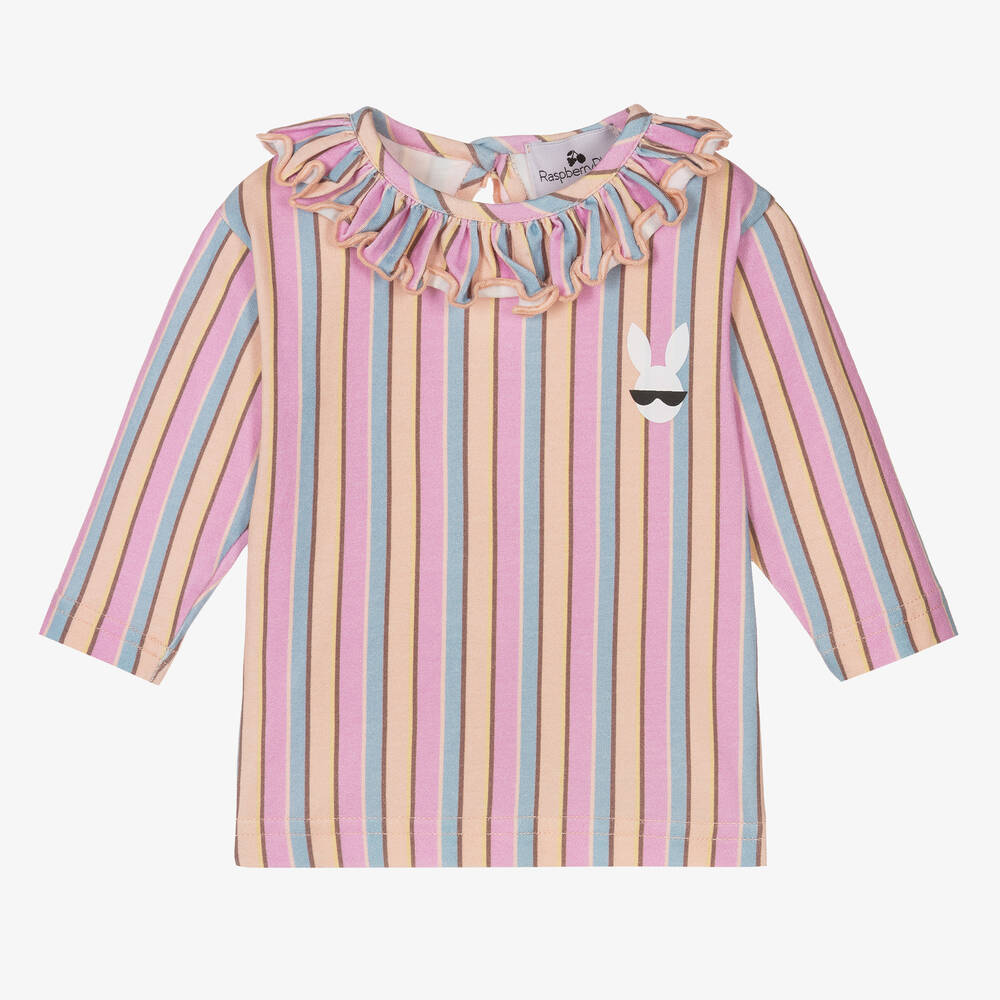 RaspberryPlum - Baby Girls Purple Cotton Striped Top | Childrensalon